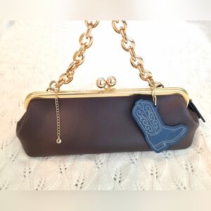 Coach Maple Brown Leather Kiss-Lock Frame 30